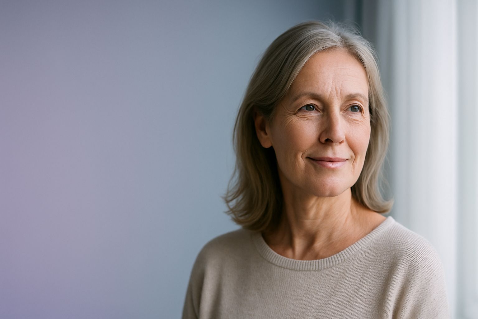 Radiant person showcasing healthy, youthful skin - anti-aging success